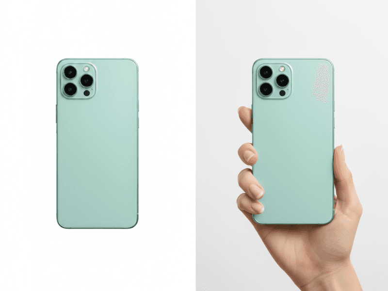 Hand-held product photo demo example